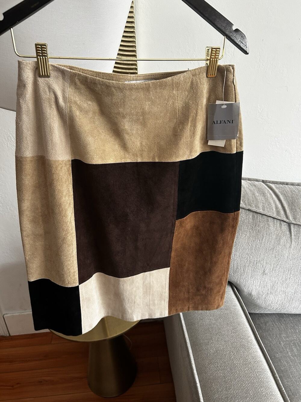 Alfani Suede Patchwork Y2K Boho Brown 8 Western Prairie Fall
